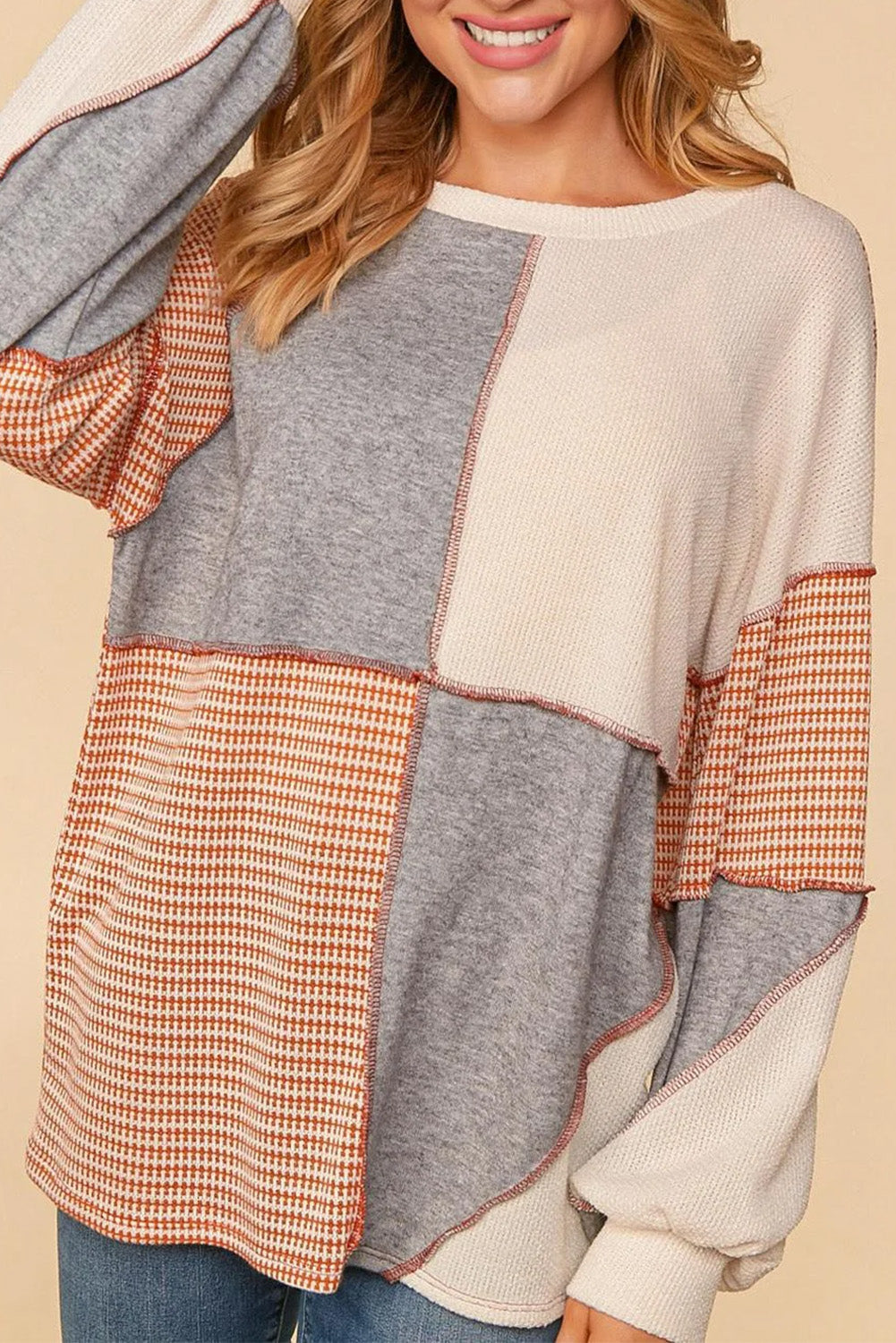 Colorblock Stripe Exposed Seam Top