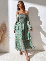 Blooming Beauty: Floral Print Off-The-Shoulder Dress