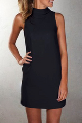 Solid Split Joint Halter Straight Dresses