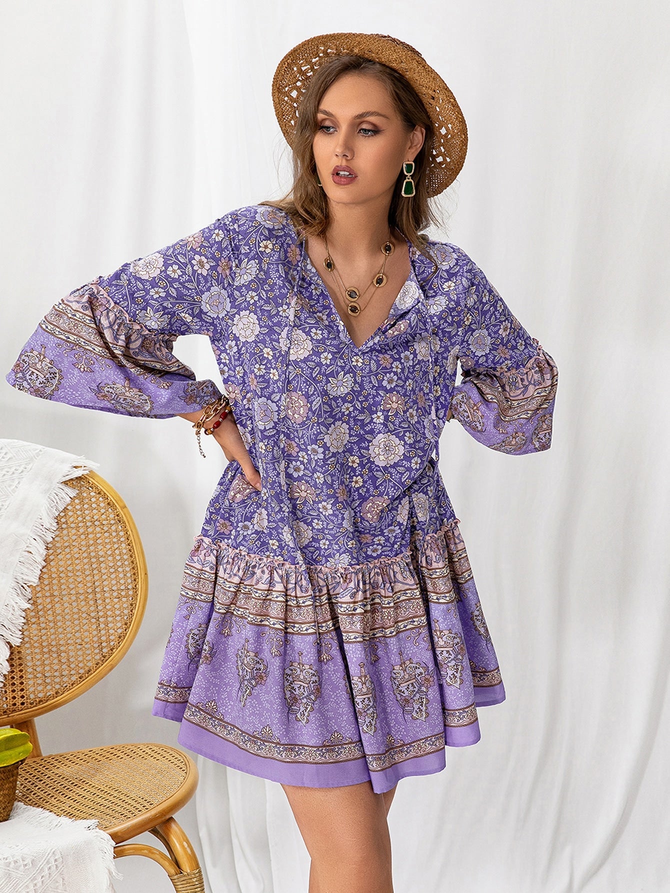 Embrace Your Feminine Style with Floral Flounce Ruffle Hem Dress