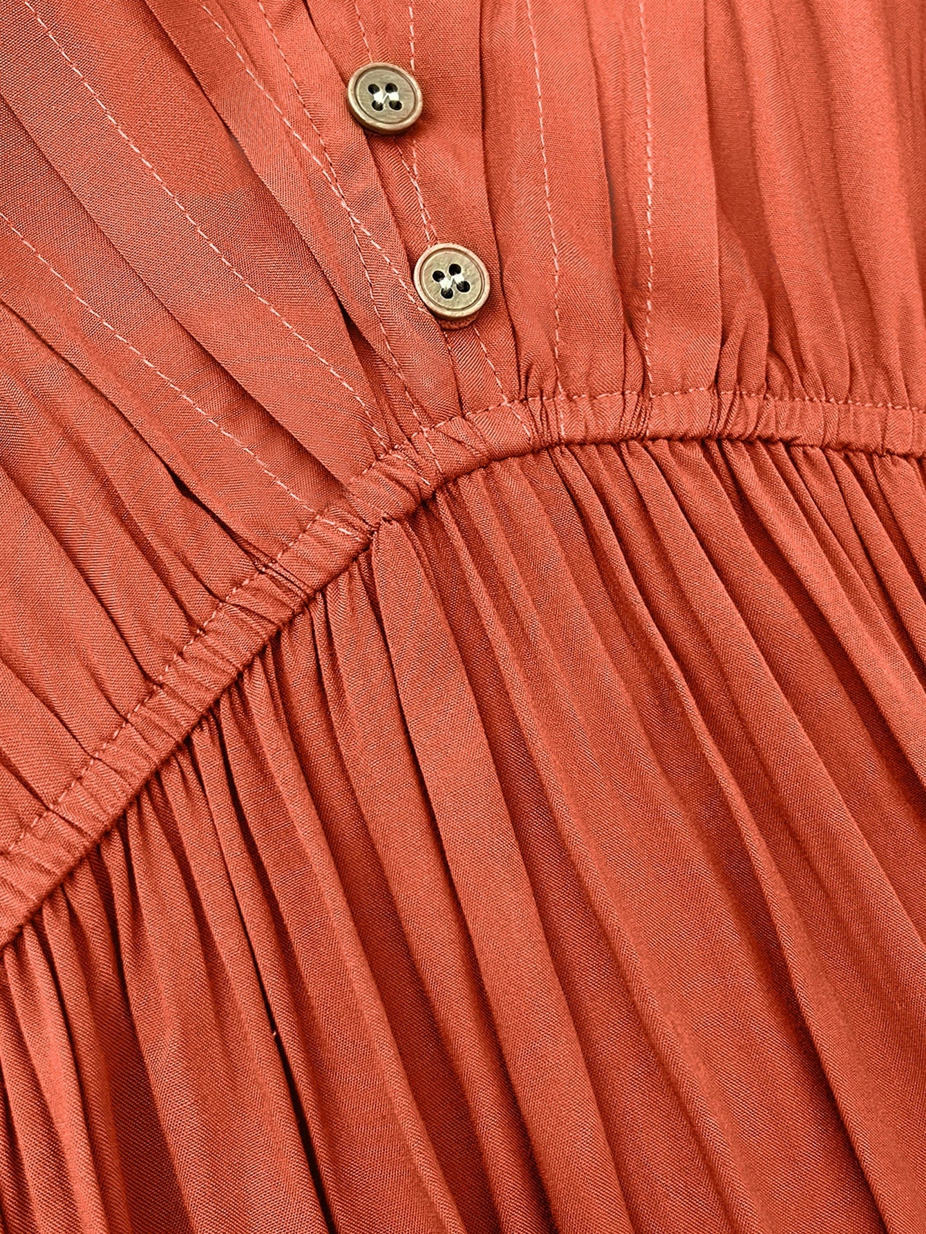 Lantern Sleeve Styled: Half-Button Dress with Ruffle Hem
