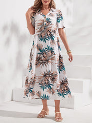 Paradise Dreaming: Tropical Print Button Front Dress