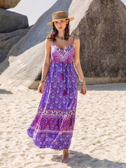Blossoming Beauty: Floral Print Belted Cami Dress