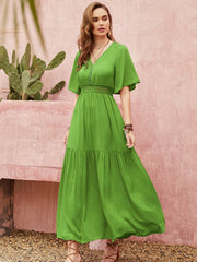 Lace Ruffle A-Line Dress: A Solid Contrast for Your Wardrobe