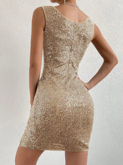 Shimmering Elegance: Split Hem Sequin Tank Dress