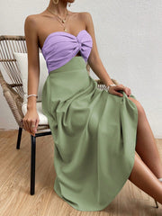 Minty Fresh: Two-Tone Twist Front Tube Dress