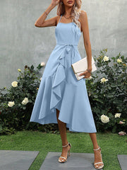 Sweet and Chic: Ruffle Trim Wrap Hem Belted Cami Dress