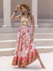 Blooming Beauty: Floral Pattern Print Crisscross Backless Ruffle Cami Dress