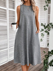 Effortlessly Chic: Solid Color Slant Pocket Tank Dress