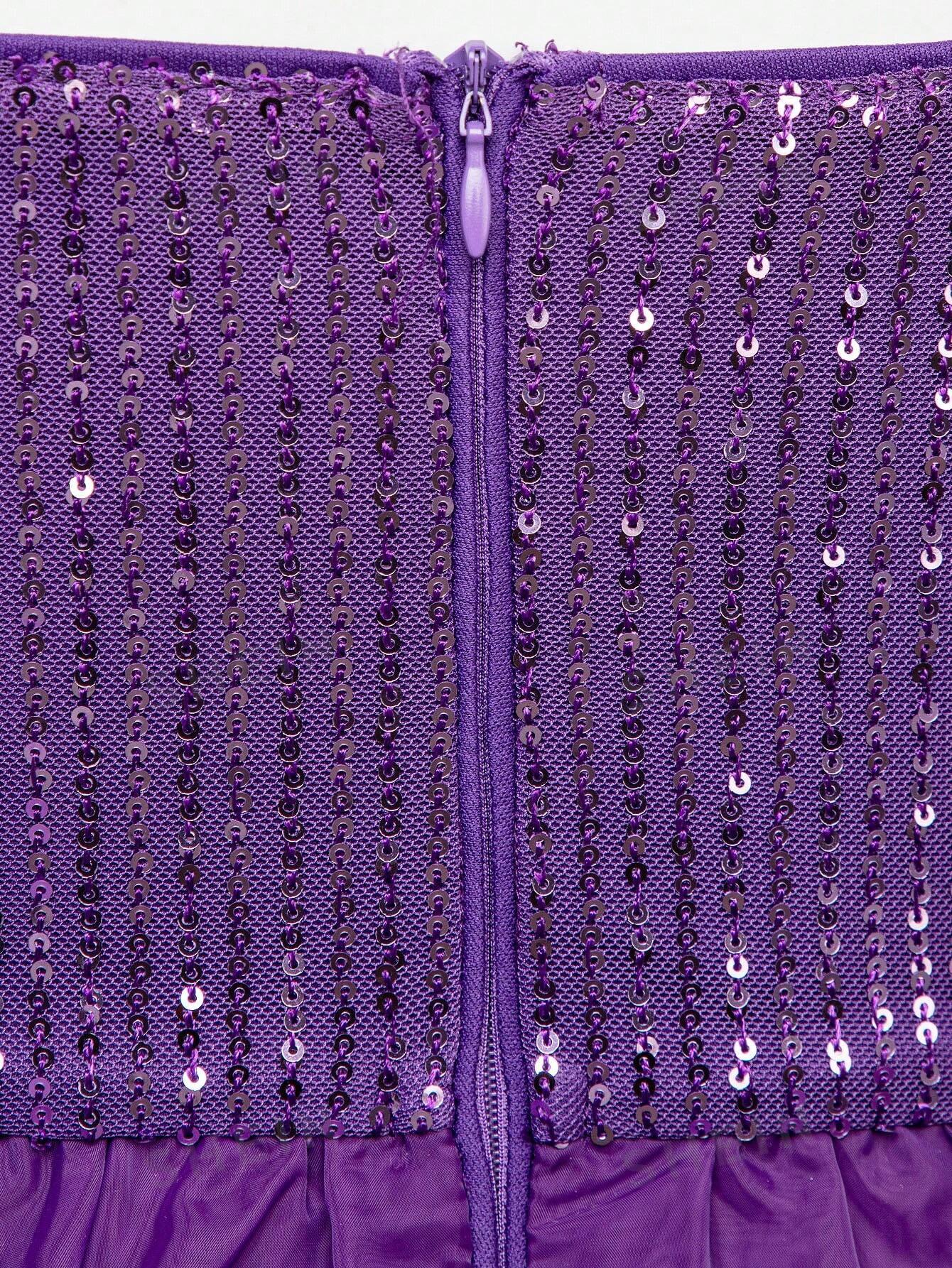 Shine Bright in Style: Sequin Layered Organza Hem Dress