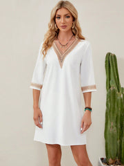 Guipure Lace Insert Tunic Dress - Elegant Style for Any Occasion