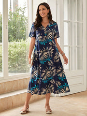 Paradise Dreaming: Tropical Print Button Front Dress