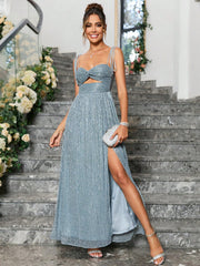 Sparkle and Shine Sequin Party Dress with Front Twist and Thigh Split