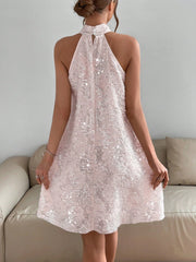 Stunning Solid Sequin Halter Dress: Embrace Unity in Style