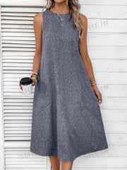 Luxe Comfort: Solid Color Slant Pocket Tank Dress