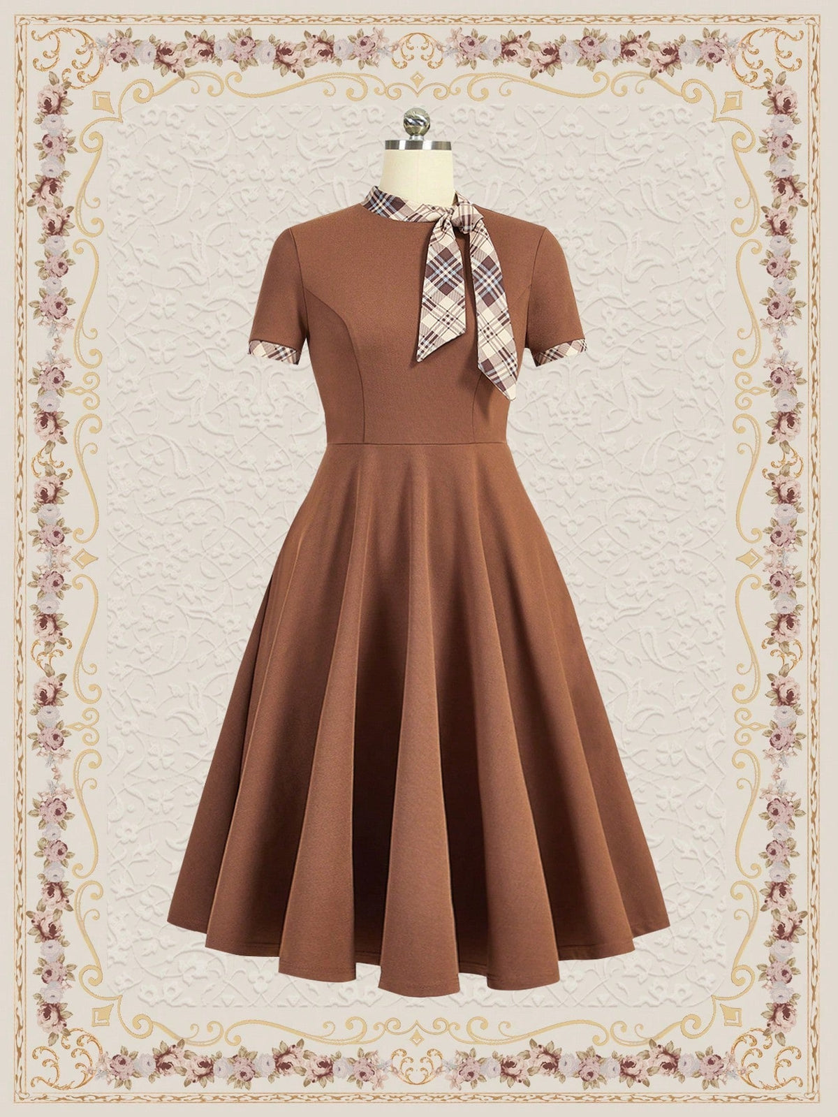 Chic Tie-Neck Short Sleeve Dress: Effortlessly Elegant