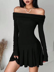 Chic Off-Shoulder Long Sleeve Dress for Women - Perfect for any Occasion