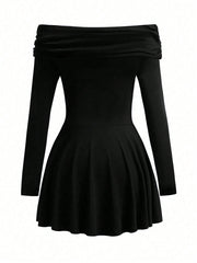 Chic Off-Shoulder Long Sleeve Dress for Women - Perfect for any Occasion