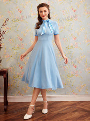 Chic Tie-Neck Short Sleeve Dress: Effortlessly Elegant