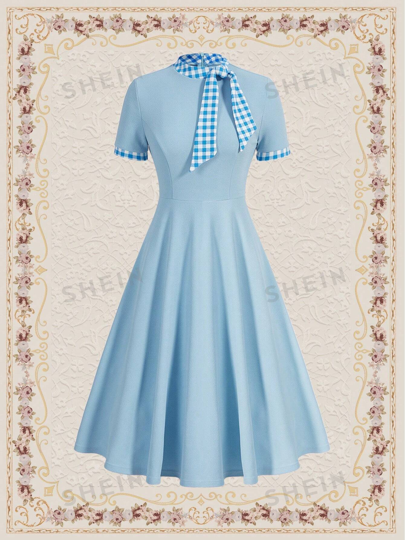 Chic Tie-Neck Short Sleeve Dress: Effortlessly Elegant