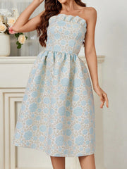 Enchanting Elegance: Women's Strapless Jacquard Evening Party Dress