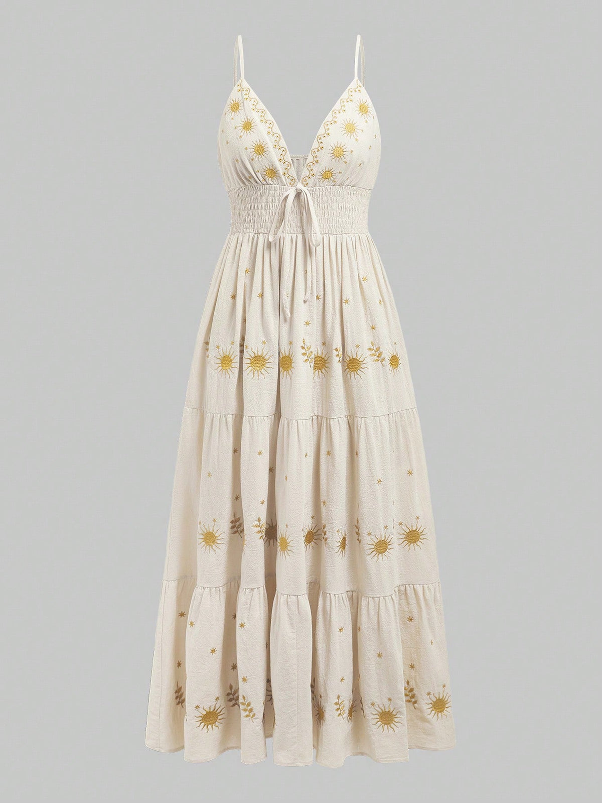 Enchanted Nights: Women's Star Embroidery Maxi Dress