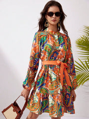 Floral Elegance: Women's Long Sleeve Dress for a Stylish