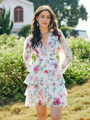 Blooming Beauty: Ladies Long Sleeve Floral Print Dress