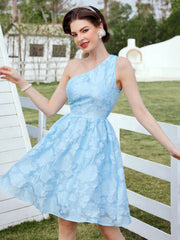 Floral Fantasy: One-Shoulder Pleated Vacation Dress for Spring & Summer
