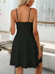 Vibrant Vacation Vibes: Solid Spaghetti Strap V-Neck Sleeveless Dress