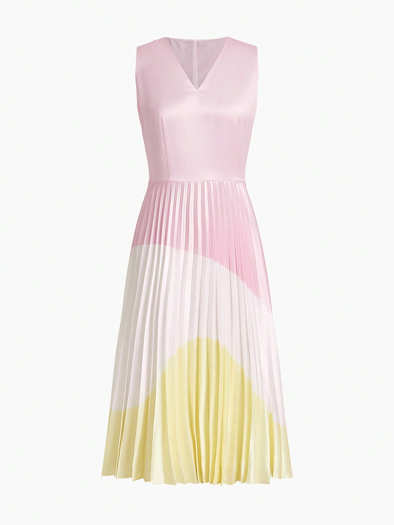 Chic Color Block Pleated Hem Dress for Trendsetting Women