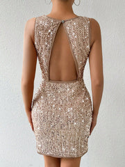 Shine Bright in the Women's Sparkly Backless Split Bodycon Dress