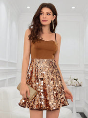 Sparkling Belle: Sequin Patchwork A-Line Bridesmaid Dress
