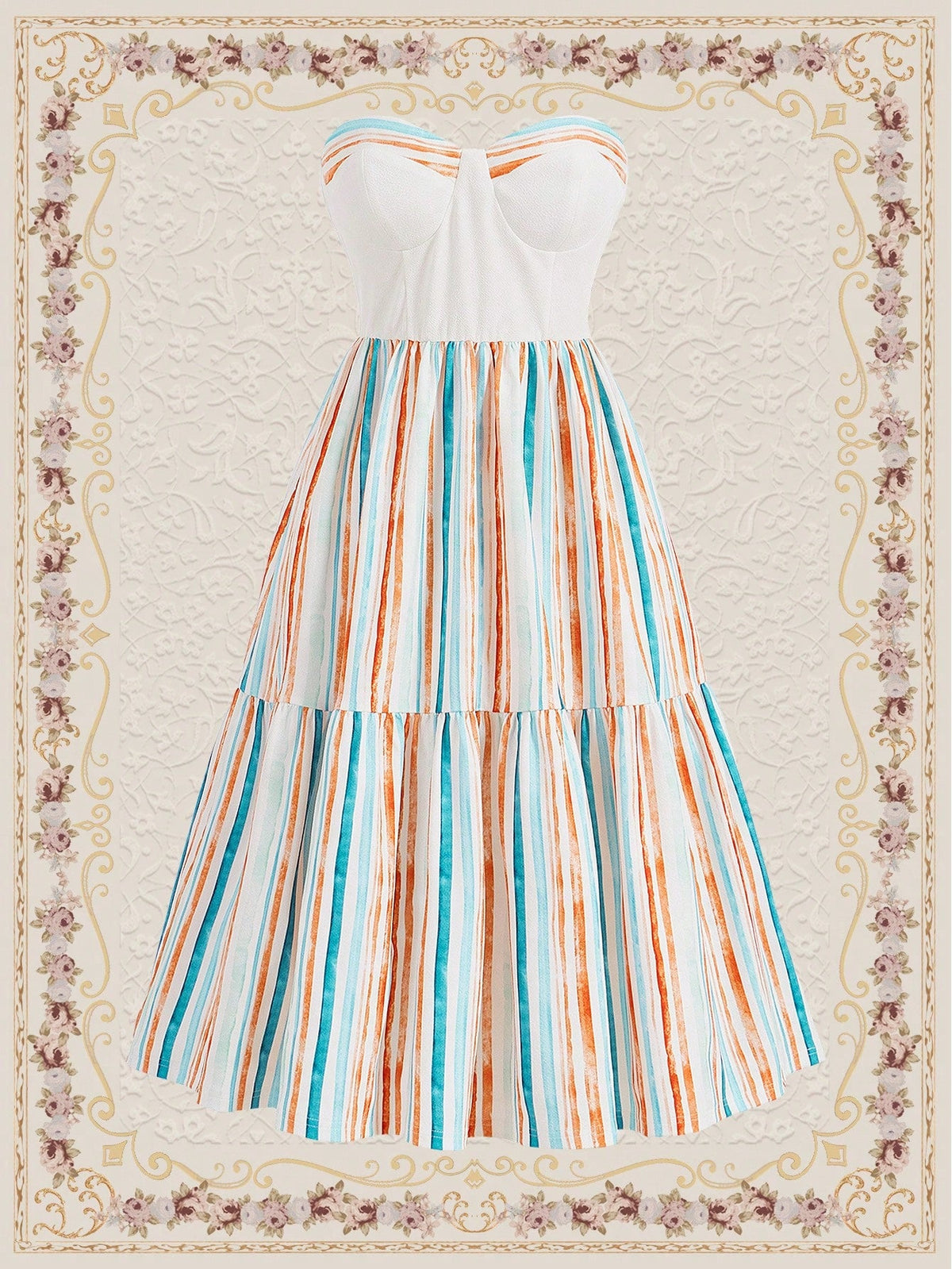 Island Escape: Vintage Striped Strapless Dress for Your Spring Vacation