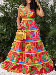 Tropical Bliss V-Neck Dress: Bring the Island Vibes to Your Wardrobe!
