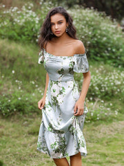 Summer Blooms: Women's Off-Shoulder Floral Dress