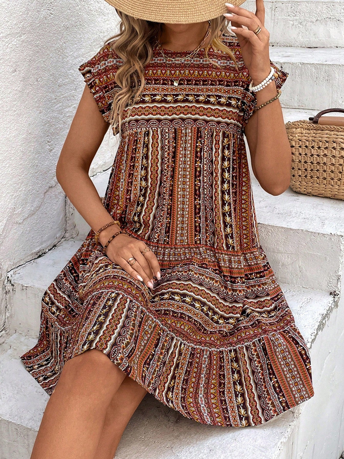 Stay Stylish This Summer with our Vintage Printed Holiday Dress