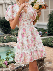 Summer Blossom Lace Patchwork Dress for Vacation