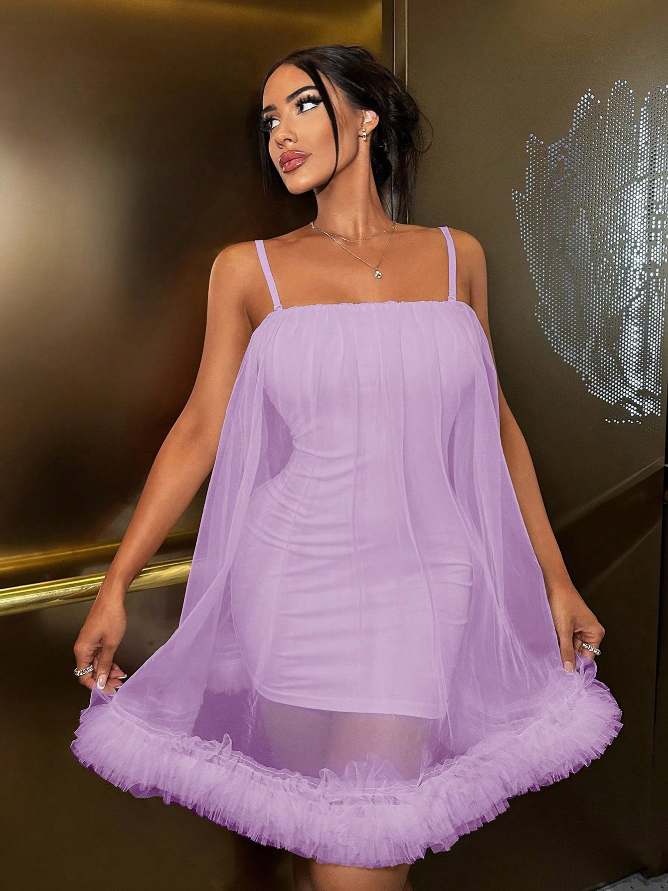 Summer Sizzle: Women's Solid Color Mesh Cami Dress
