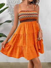 Summer Vibes: Color Block Ruffled Hem Spaghetti Strap Dress