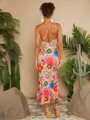 Blooming Beauty: Floral Printed Coquette Mermaid Hem Dress