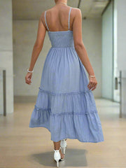 Frenchy Flair: Lace Patchwork Backless Cami Dress for Spring and Summer