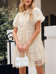 Chic and Stylish: Women's Short Embroidered Mesh Cardigan Dress