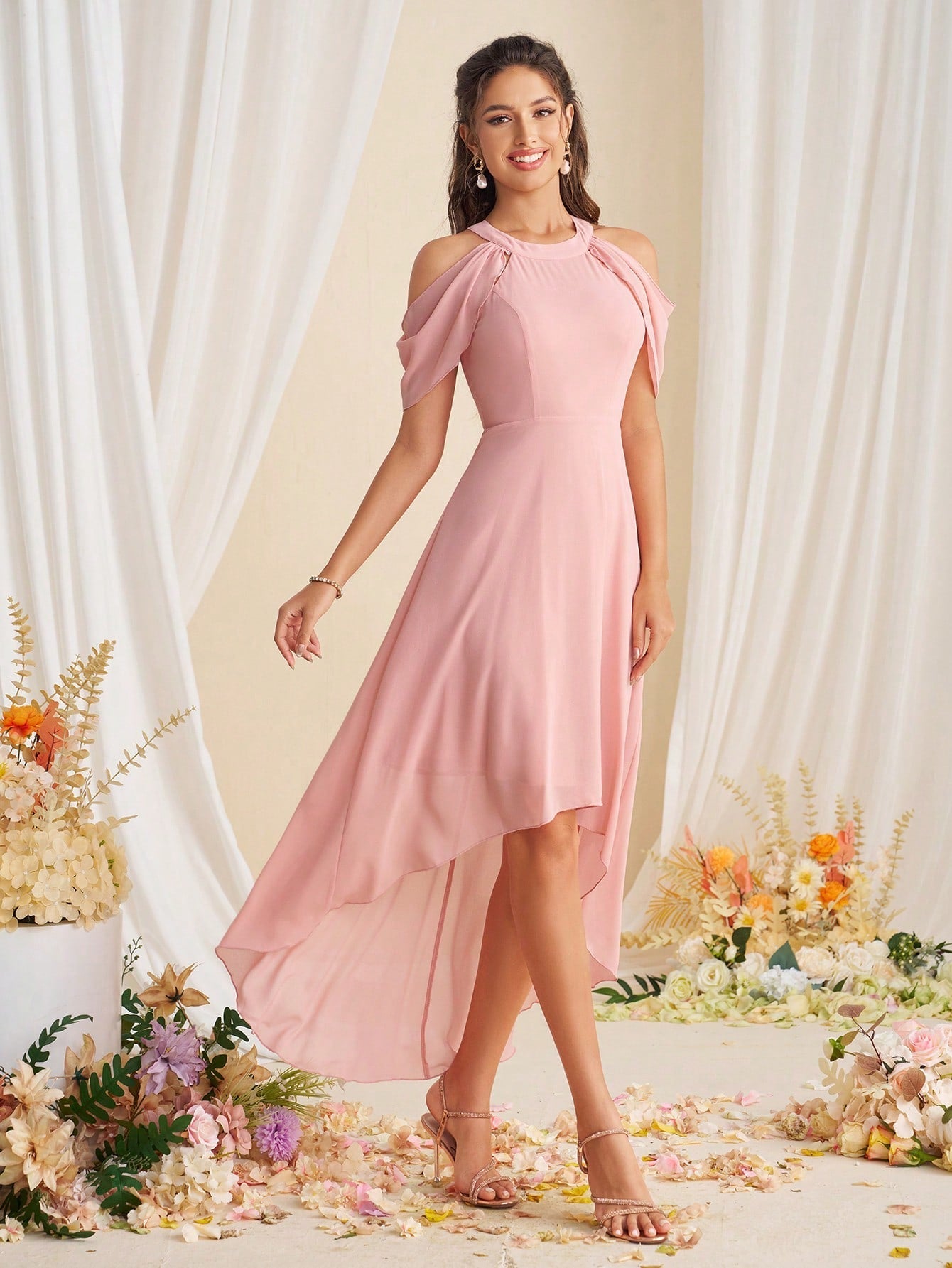 Graceful Elegance: Belle Off-Shoulder Bridesmaid Dress