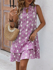 Women's Vacation Style Irregular Floral Printed Sleeveless Dress: Your Perfect Summer Getaway Outfit!
