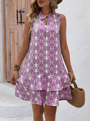 Women's Vacation Style Irregular Floral Printed Sleeveless Dress: Your Perfect Summer Getaway Outfit!