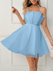 Summer Bliss: Mesh Fluffy Strap Dress