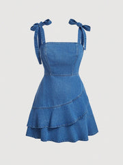Ruffle Hem Denim Overall Dress: Casual and Chic for Summer