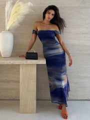 Radiant Summer Vibes Tie-Dye Pleated Dress: Embrace the Asymmetric Neckline