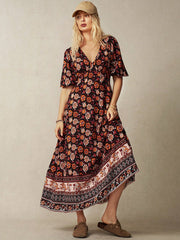 Sunset Serenade: BohoFeels Vacation V-Neck Dress